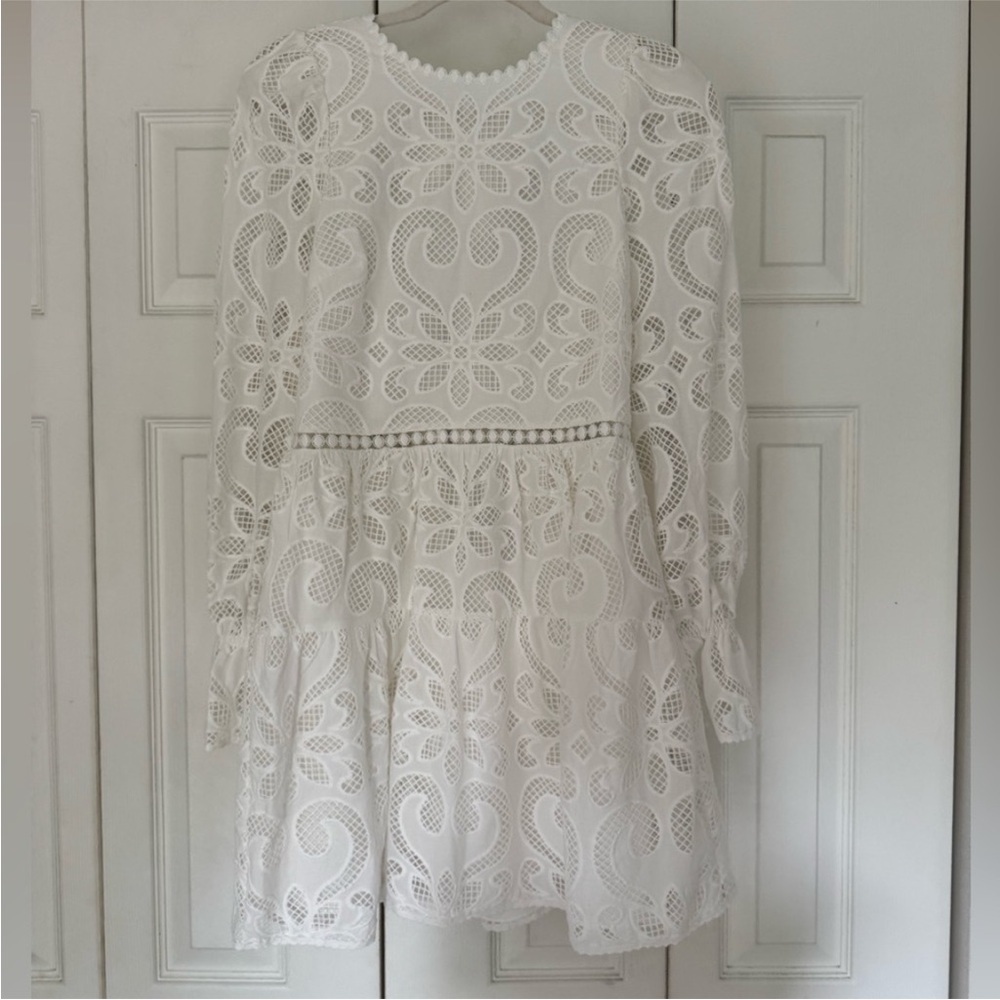 NWT! Anthro Saylor Marilla Long-Sleeve Eyelet Lace Mini Dress - M Petite, Small⏰ - Picture 5 of 6